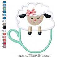 Cargar imagen en el visor de la galería, Sheep embroidery design - Lamb embroidery designs machine embroidery pattern - baby girl embroidery file - sheep applique design download
