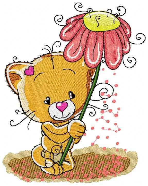 Cat embroidery design - Baby girl embroidery designs machine embroidery pattern - Kitty embroidery file - instant download spring garden Marcia Embroidery