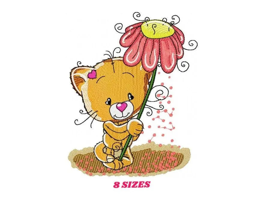 Cat embroidery design - Baby girl embroidery designs machine embroidery pattern - Kitty embroidery file - instant download spring garden Marcia Embroidery