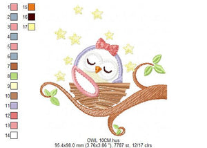 Baby owl embroidery design - Owl with nest embroidery design machine embroidery pattern - girl embroidery file - owl applique design kitchen