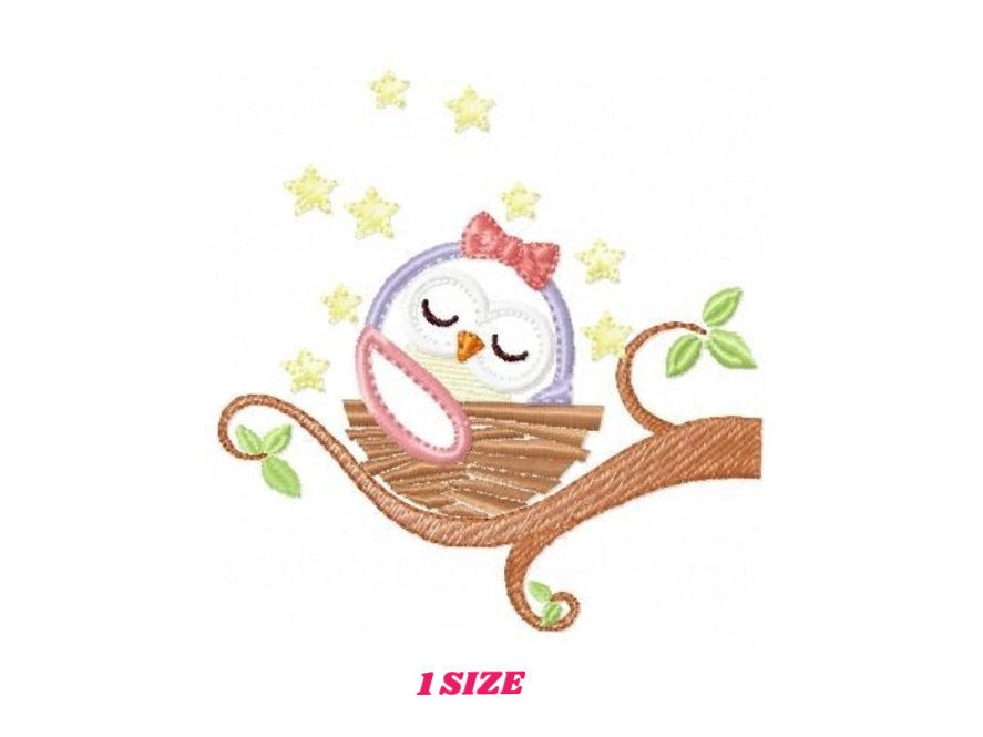 Baby owl embroidery design - Owl with nest embroidery design machine embroidery pattern - girl embroidery file - owl applique design kitchen