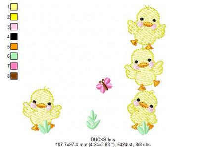 Baby boy with umbrella embroidery design - Duck family machine embroidery pattern - Boy with umbrella embroidery file - Instant download jef