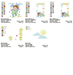 Baby boy embroidery design - Ducks embroidery designs machine embroidery pattern - boy with umbrella embroidery file - instant download