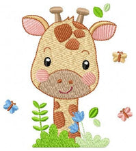 Cargar imagen en el visor de la galería, Giraffe embroidery design - Animal embroidery designs machine embroidery pattern - Baby boy embroidery file - Giraffe with butterflies pes
