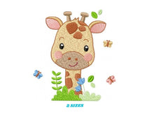 Cargar imagen en el visor de la galería, Giraffe embroidery design - Animal embroidery designs machine embroidery pattern - Baby boy embroidery file - Giraffe with butterflies pes
