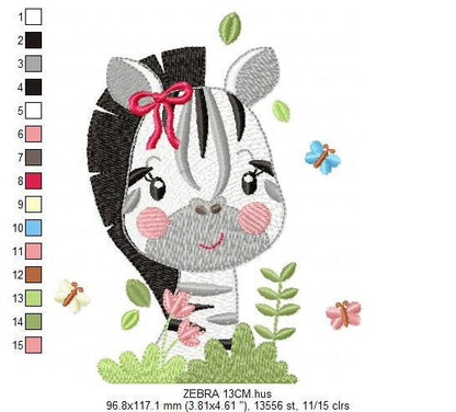 Zebra embroidery design - Animal embroidery designs machine embroidery pattern - Baby girl embroidery - Safari embroidery file Towel Shirt
