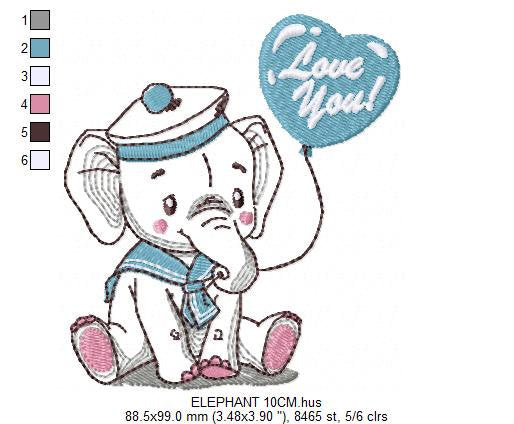 Elephant embroidery designs -  Animal embroidery design machine embroidery pattern - Baby boy embroidery file - instant download Peace Love