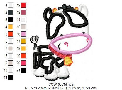 Cow embroidery design - Animal embroidery designs machine embroidery pattern - Farm embroidery file - boy embroidery cow applique design Marcia Embroidery