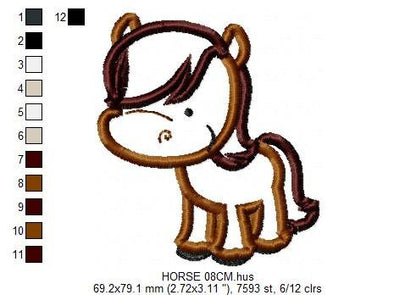 Horse embroidery design - Baby Boy embroidery designs machine embroidery pattern - Horse applique design Farm animals - instant download