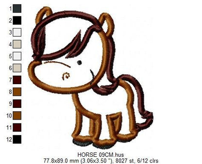 Horse embroidery design - Baby Boy embroidery designs machine embroidery pattern - Horse applique design Farm animals - instant download