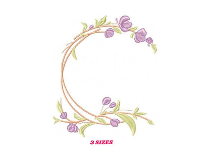 Monogram Frame embroidery designs - Flower embroidery design machine embroidery pattern - rose wreath embroidery file - baby girl embroidery