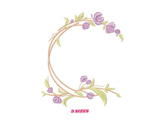Monogram Frame embroidery designs - Flower embroidery design machine embroidery pattern - rose wreath embroidery file - baby girl embroidery