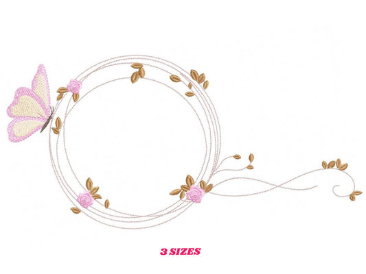 Monogram Frame embroidery designs - Flower embroidery design machine embroidery pattern - rose wreath embroidery file - baby girl embroidery