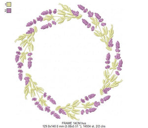 Monogram Frame embroidery designs - Flower embroidery design machine embroidery pattern - Lavender wreath embroidery file - digital download