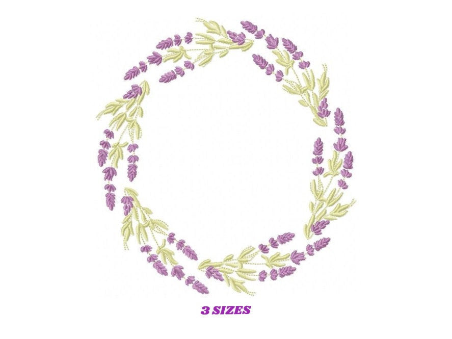 Monogram Frame embroidery designs - Flower embroidery design machine embroidery pattern - Lavender wreath embroidery file - digital download