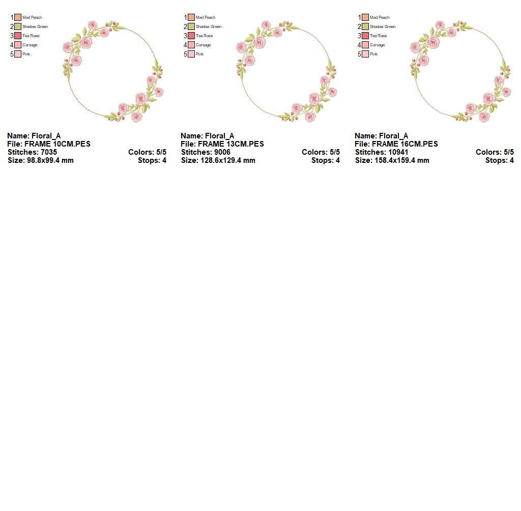 Monogram Frame embroidery designs - Flower embroidery design machine embroidery pattern - Rose wreath embroidery file - instant download