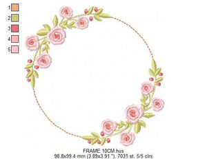 Monogram Frame embroidery designs - Flower embroidery design machine embroidery pattern - Rose wreath embroidery file - instant download