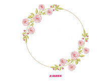 Charger l&#39;image dans la galerie, Monogram Frame embroidery designs - Flower embroidery design machine embroidery pattern - Rose wreath embroidery file - instant download
