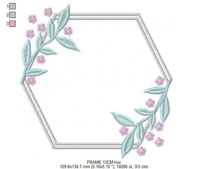 Monogram Frame embroidery designs - Flower embroidery design machine embroidery pattern - Floral frame embroidery file - instant download Marcia Embroidery