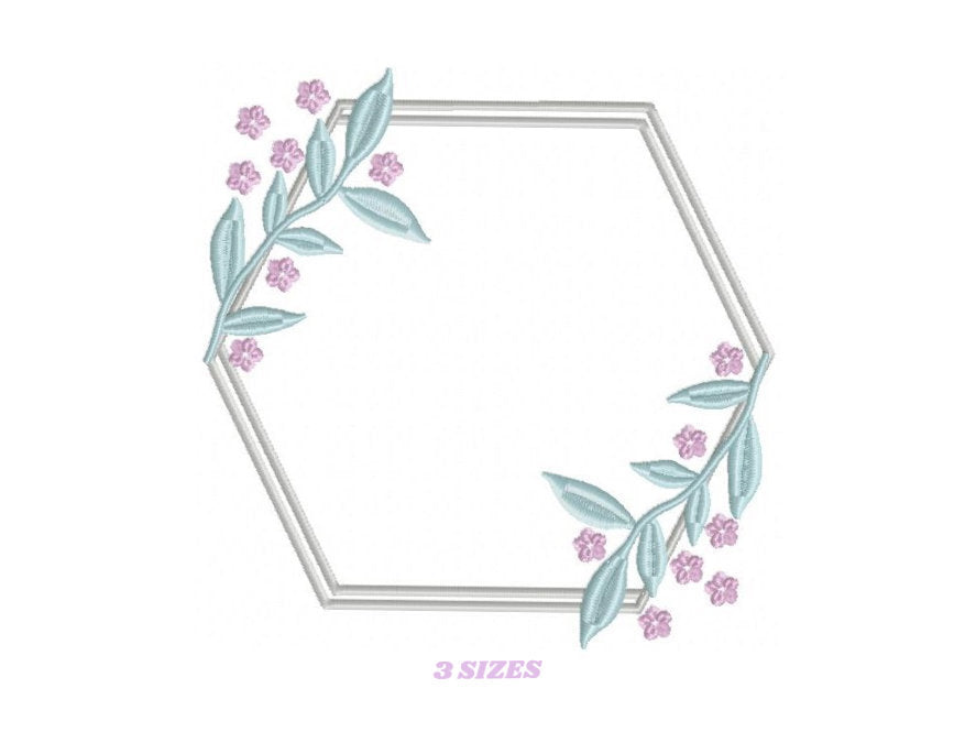 Monogram Frame embroidery designs - Flower embroidery design machine embroidery pattern - Floral frame embroidery file - instant download