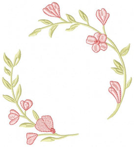 Monogram Frame embroidery designs - Flower embroidery design machine embroidery pattern - Flower wreath embroidery file - digital download