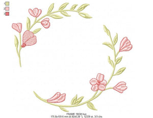 Monogram Frame embroidery designs - Flower embroidery design machine embroidery pattern - Flower wreath embroidery file - digital download