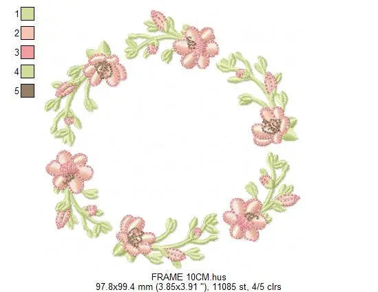 Monogram Frame embroidery designs - Flower embroidery design machine embroidery pattern - Rose wreath embroidery file - instant download Marcia Embroidery