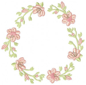 Monogram Frame embroidery designs - Flower embroidery design machine embroidery pattern - Rose wreath embroidery file - instant download