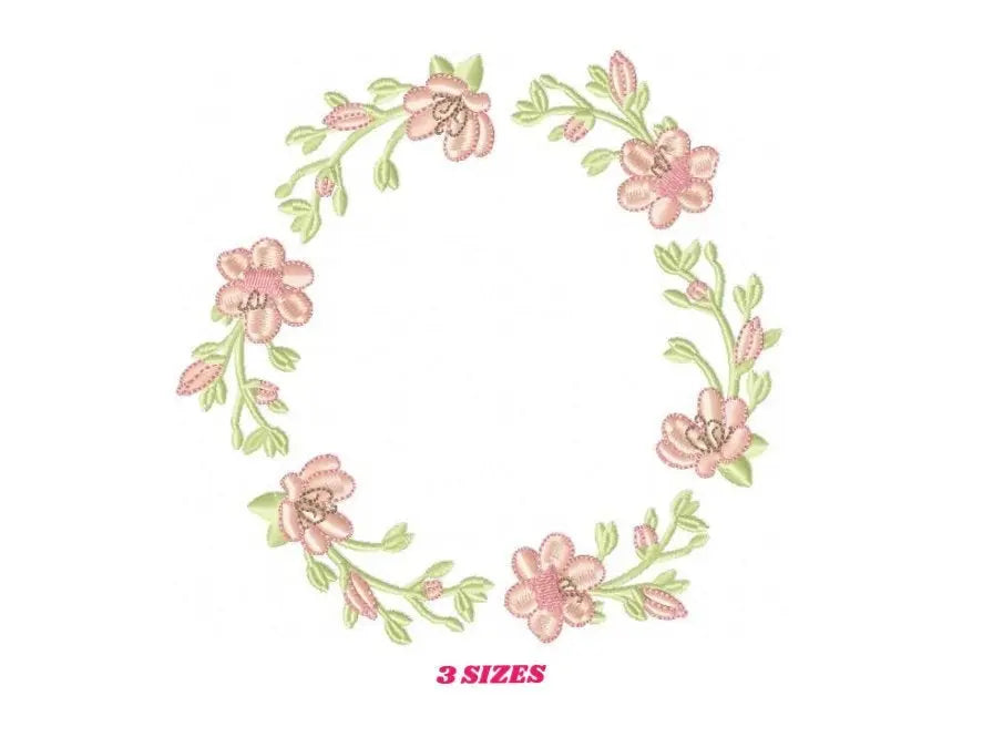 Monogram Frame embroidery designs - Flower embroidery design machine embroidery pattern - Rose wreath embroidery file - instant download Marcia Embroidery