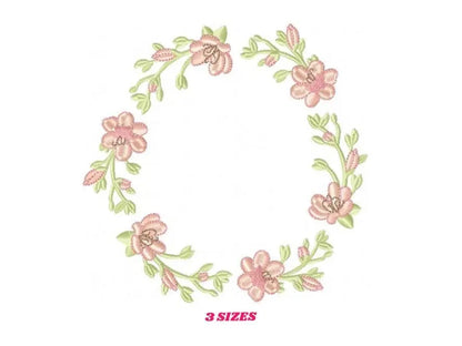 Monogram Frame embroidery designs - Flower embroidery design machine embroidery pattern - Rose wreath embroidery file - instant download Marcia Embroidery