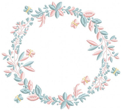 Monogram Frame embroidery designs - Flower embroidery design machine embroidery pattern - Rose wreath embroidery file - instant download