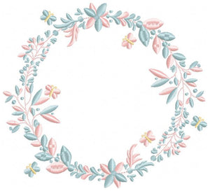 Monogram Frame embroidery designs - Flower embroidery design machine embroidery pattern - Rose wreath embroidery file - instant download