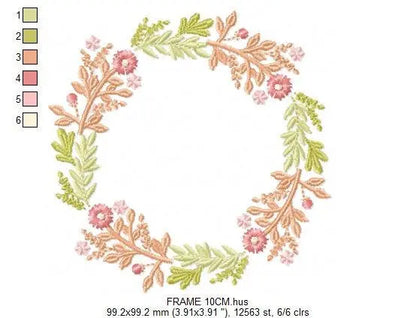 Monogram Frame embroidery designs - Flower Wreath embroidery design machine embroidery pattern - Rose Garland file - Instant download pes Marcia Embroidery