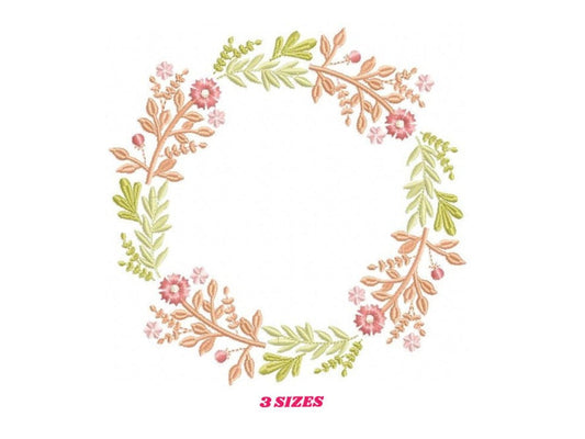 Monogram Frame embroidery designs - Flower Wreath embroidery design machine embroidery pattern - Rose Garland file - Instant download pes