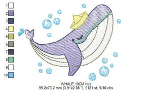 Whale embroidery designs - Ocean Fish embroidery design machine embroidery pattern - Baby boy embroidery file - sea animal embroidery pes