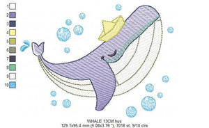 Whale embroidery designs - Ocean Fish embroidery design machine embroidery pattern - Baby boy embroidery file - sea animal embroidery pes