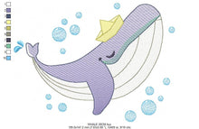 Charger l&#39;image dans la galerie, Whale embroidery designs - Ocean Fish embroidery design machine embroidery pattern - Baby boy embroidery file - sea animal embroidery pes
