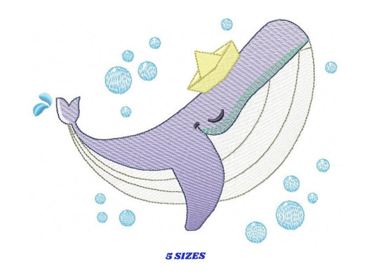 Whale embroidery designs - Ocean Big Fish embroidery design machine embroidery pattern - Baby boy sea animal - Instant download pes jef dst