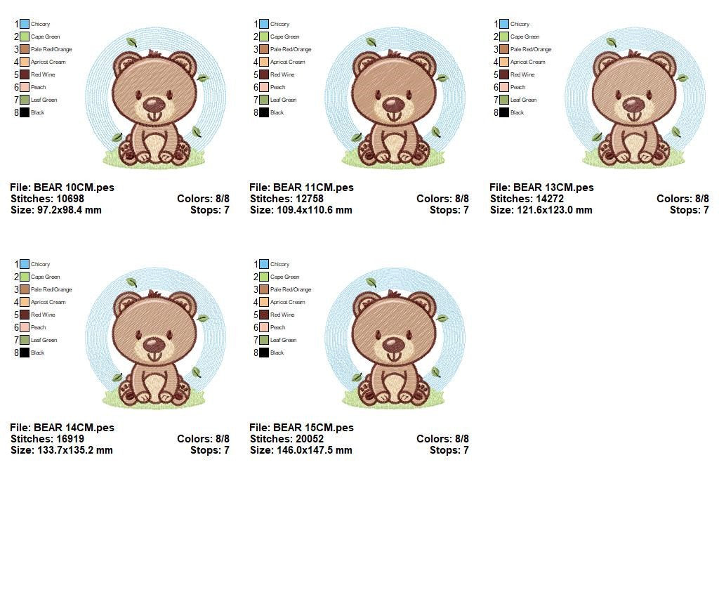 Bear embroidery designs - Baby boy embroidery design machine embroidery pattern - Teddy bear embroidery file - instant download pes jef
