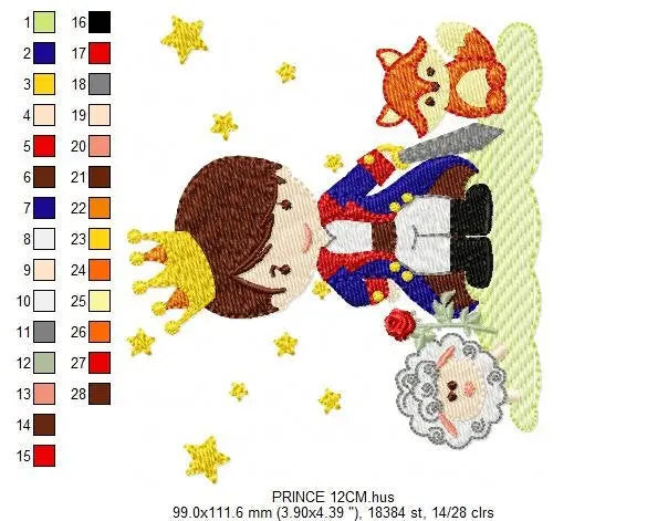 Prince embroidery designs - King machine embroidery pattern - Baby boy with animals and crown file - Fairytale Magical - Instant download Marcia Embroidery
