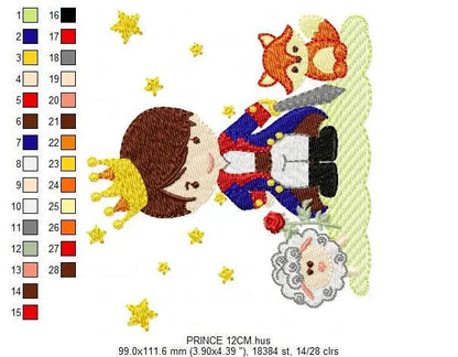 Prince embroidery designs - King machine embroidery pattern - Baby boy with animals and crown file - Fairytale Magical - Instant download Marcia Embroidery