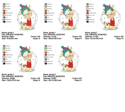 Giraffe embroidery design - Animal embroidery designs machine embroidery pattern - Baby boy embroidery file - Giraffe with scarf wool cap