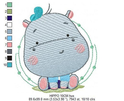 Hippo embroidery designs - Safari embroidery design machine embroidery pattern - Animal embroidery file - baby boy embroidery pes download
