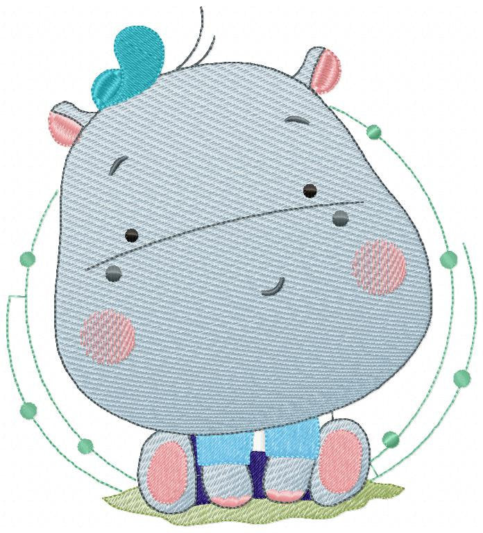 Hippo embroidery designs - Safari embroidery design machine embroidery pattern - Animal embroidery file - baby boy embroidery pes download