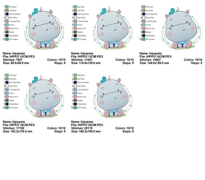 Hippo embroidery designs - Safari embroidery design machine embroidery pattern - Animal embroidery file - baby boy embroidery pes download