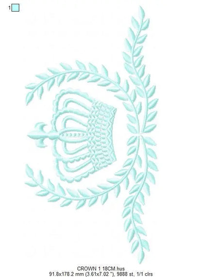 Crown embroidery designs - Laurel Wreath Crown embroidery design machine embroidery pattern - baby girl embroidery file - instant download Marcia Embroidery