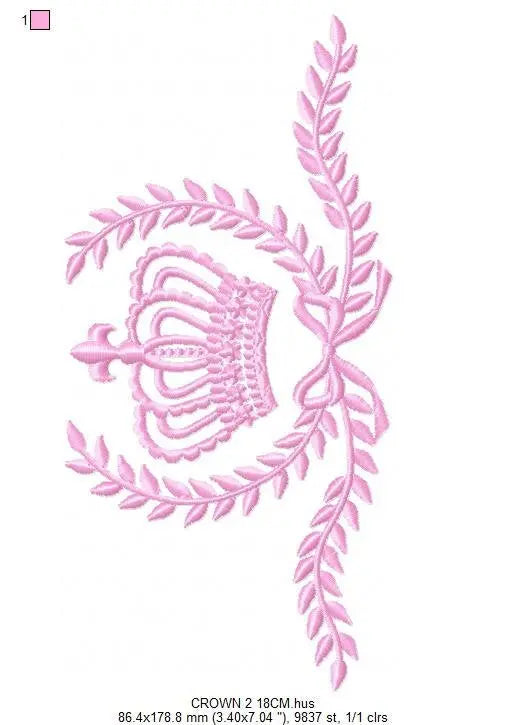 Crown embroidery designs - Laurel Wreath Crown embroidery design machine embroidery pattern - baby girl embroidery file - instant download Marcia Embroidery