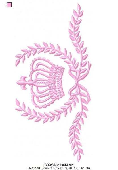 Crown embroidery designs - Laurel Wreath Crown embroidery design machine embroidery pattern - baby girl embroidery file - instant download Marcia Embroidery