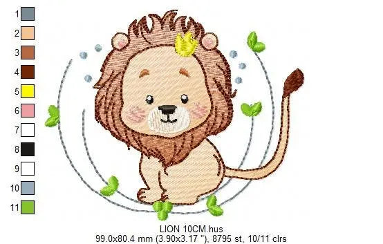 Lion embroidery designs - Safari embroidery design machine embroidery pattern - Baby boy embroidery file - Lion king embroidery download pes Marcia Embroidery