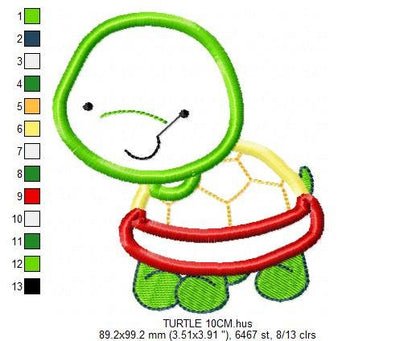 Turtle embroidery design - Animal embroidery designs machine embroidery pattern - Baby boy embroidery file - turtle applique design download